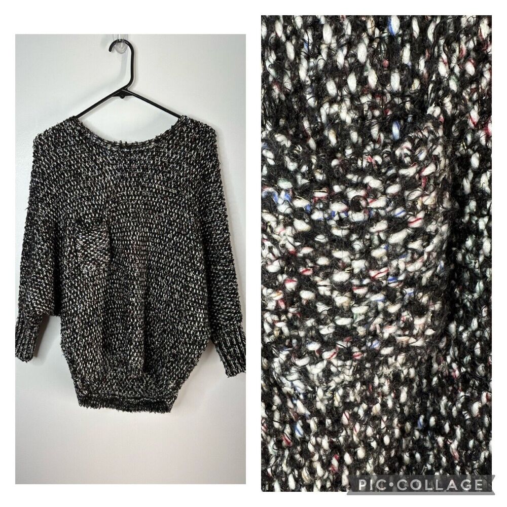 Grifflin Paris Womens M/L Shag Style Sweater Black, Color, Metallic Dolman Sleev